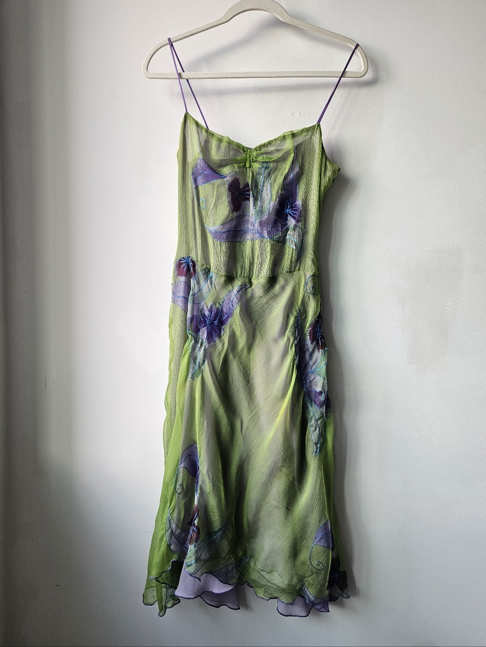 Vintage Handmade Embroidered Layered Silk Watercolor Fairy Dress - Picture 7 of 14